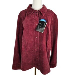 Bernardo Nordstrom Suede Washable Leather Jacket Size 1X  Burgundy NWT Flaw